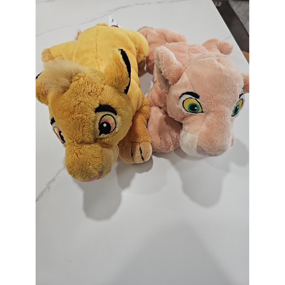 Disney Parks Lion King Simba and Nala 12" Plush Set with Embroidered Eyes